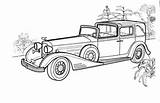 Old Coloring Cadillac Car Town sketch template