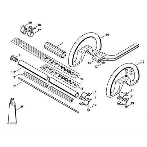 stihl fs  brushcutter fsr dz parts diagram drive tube assembly fs  loop handle