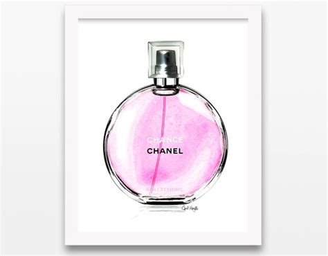 coco chanel chance pink perfume print wall art etsy