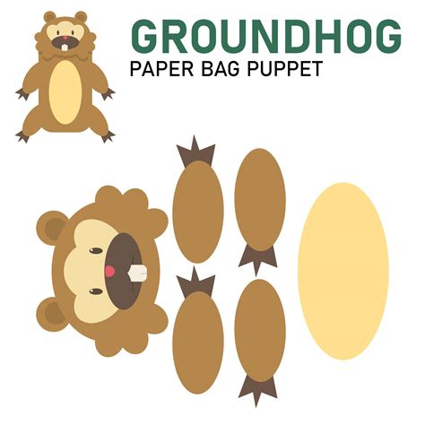printable paper bag puppet templates  lay   pieces