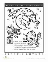 Diddle Hey Coloring Nursery Fairy Tales Worksheets Rhyme Rhymes Preschool Worksheet Pages Kids Activities Sheets Words Pre Classic Education Songs sketch template