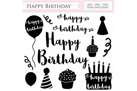 happy birthday svg files birthday hat party balloon birthday cake svg cutting files cricut