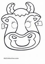 Mask Template Animal Farm Masks Cow Buffalo Templates Animals Printable Kids Coloring Pages Face Craft Cows Colour Print Crafts Cute sketch template