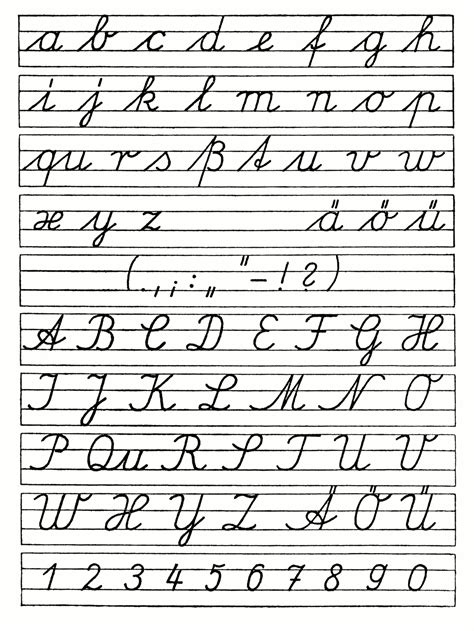 cursive schreibschrift alphabet schreiben arbeitsblatt handschrift