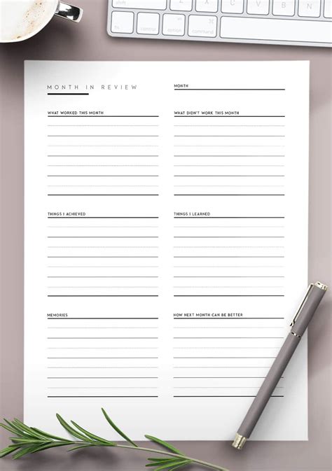 printable month  review template world  printables