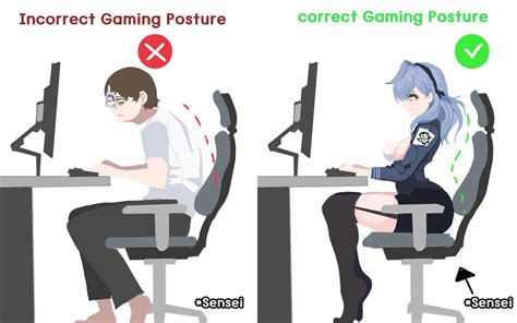 blue archive correct gaming posture incorrect gaming posture