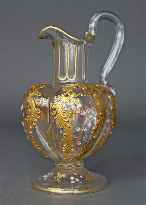 19th C Moser Hand Blown Enameled Crystal Decanter