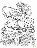 Supercoloring Dancing Barbie Albanysinsanity Ragazza Vestiti Eleganti sketch template