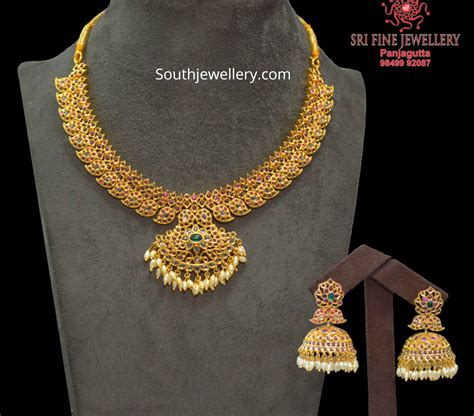 gram gold necklace sets  sri fine jewellery indian jewellery designs