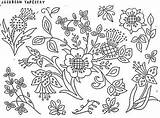 Embroidery Patterns Crewel Jacobean Designs Pattern Bird sketch template