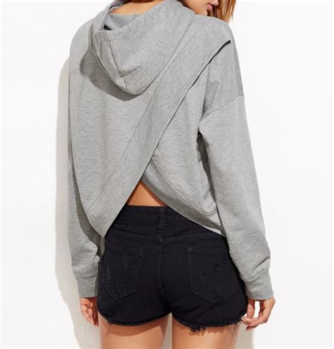 sweater grey grey sweater hoodie asymmetrical wheretoget