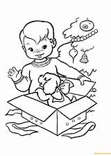 Pages Boy Little Gifts Opening Coloring Color Print sketch template