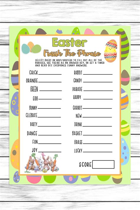 easter finish  phrase party game printable  virtual easter word