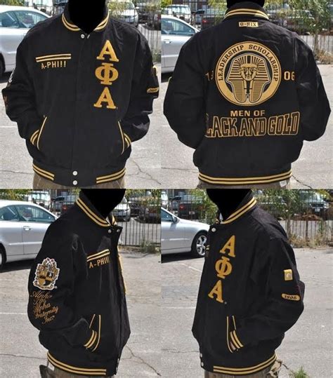 Alpha Phi Alpha Fraternity Letterman Jacket Black Gold Jacket Alpha Phi