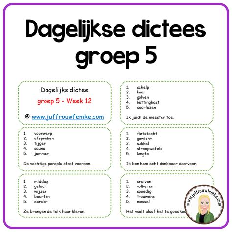 dagelijkse dictees voor groep  juffrouw femke