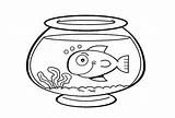 Fish Bowl Coloring Clipart Printable Pages Clip Drawing Goldfish Template Sheet Cat Cliparts Fishbowl Pet Color Colouring Pets Graphic Cartoon sketch template