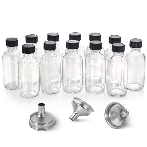 oz small clear glass bottles ml  lids  stainless steel funnels boston