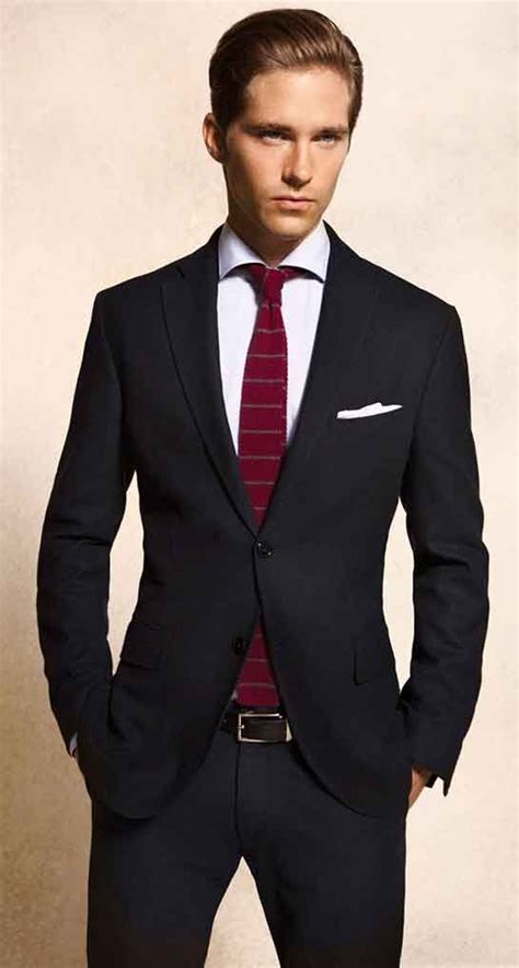 Red Tie With Black Suit Black Suit Red Tie Mens Outfits Prom Suits
