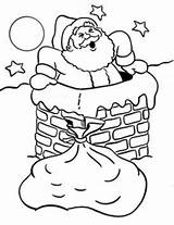Christmas Chimney Santa Coloring Drawings sketch template