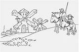Quijote Colorear Don Molinos Sancho Mancha Viento Molino Panza Cervantes Dia Libro Educ Burro Tablero Childrencoloring sketch template