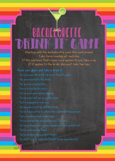 Printable Bachelorette Party Game Drink If Game Final