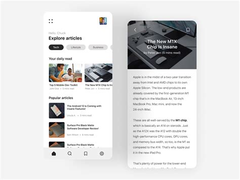 article mobile app ui design concept uplabs