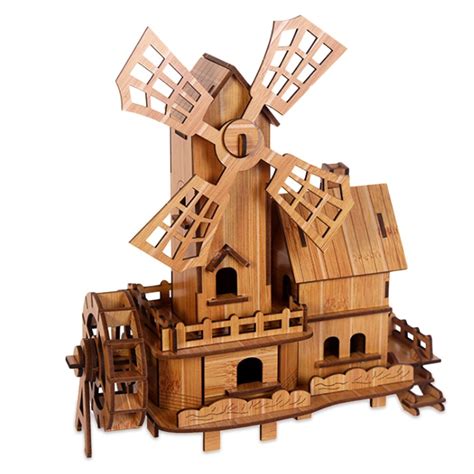 bamboo wooden  puzzles creative windmill phonograph jigsaw fun puzzle