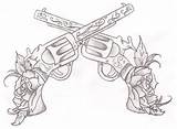 Guns Tattoo Tattoos Gun Drawings Designs Sketch Pistol Flowers Flower Sketches Deviantart Roses Revolver Pistols Skull Rose Cowboy Crossing Flash sketch template