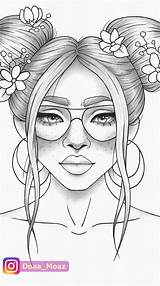 Girl Coloring Girls Printable Drawings Drawing Outline Coloriage Colouring Portrait Girly Pages Adult Colour Pencil Etsy Pdf Sheet Fashion Tiktok sketch template