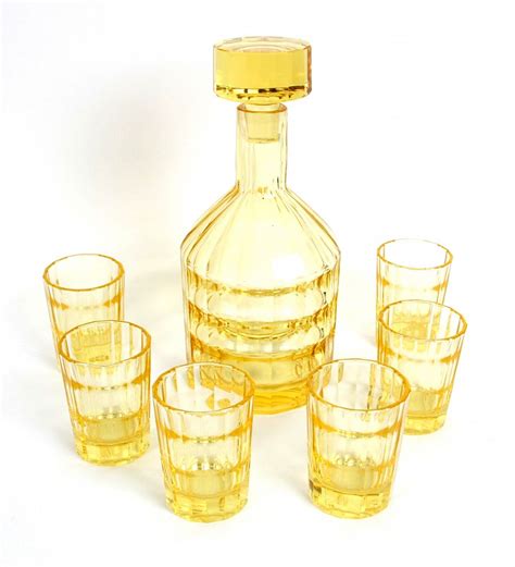 james miles uranium cut glass modernist drinks set £380