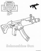 Fortnite Coloring Gun Pages Printable Submachine Print sketch template