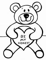 Bear Teddy Coloring Pages Printable Kids Valentine Printables Valentines sketch template
