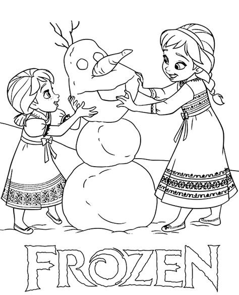 elsa  anna  children  frozen coloring page