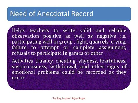 anecdotal records school education