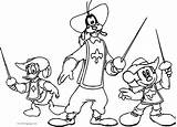 Musketeers Mickey Goofy Mouse Papan Wecoloringpage sketch template