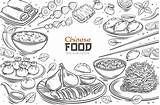 Vector Cuisine Asiatique Premium Disposition Chinoise Contour sketch template