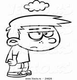 Grumpy Cartoon Boy Under Gloom Coloring Cloud Vector Outlined Leishman Ron Royalty sketch template