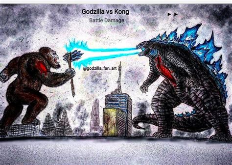 Godzilla Fan Art On Instagram “godzilla Vs Kong Battle Damage