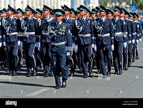 unit   mongolian police   parade ulaanbaatar mongolia stock