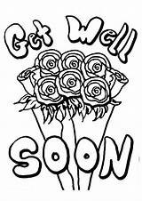 Well Soon Coloring Pages Printable Card Birthday Bouquet Wishes Quotes Books sketch template