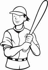 Coloring Baseball Pages Print Batting Player Stance Adults Printable Playing Color Drawing Batter Sports Getcolorings sketch template