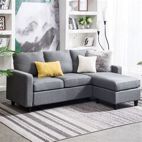 grey sectional sofa  shaped couch wreversible chaise  small space ebay