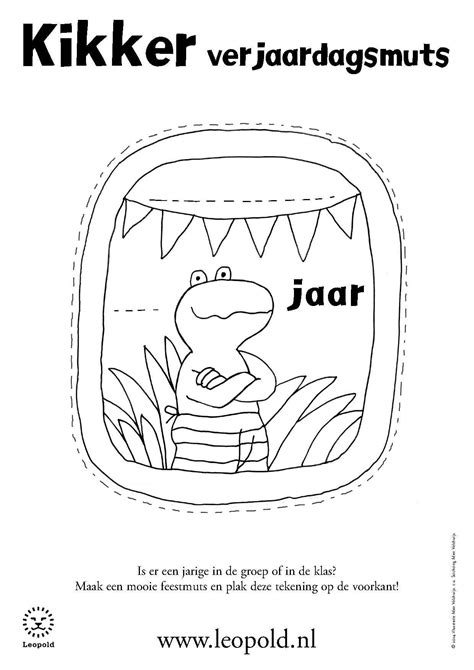 kleurplaat kikker  jarig