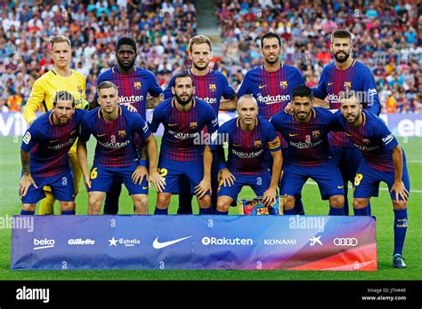 barcelona team group   barcelona august   football soccer trofeo joan