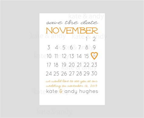 save  date calendar card printable   etsy save  date