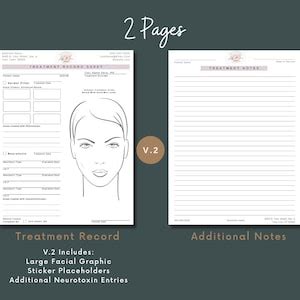 dermal filler botox treatment record form template cosmetic etsy