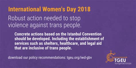 Iwd 2018 Robust Action Needed To Stop Violence Against Trans People Tgeu