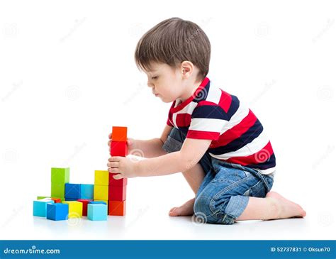 kid  boy playing  floor stock image image  cubes caucasian