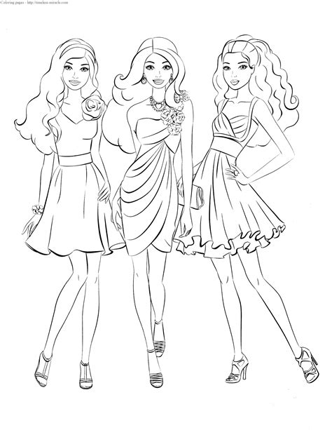 barbie coloring pages  girls timeless miraclecom