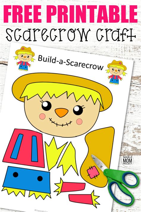 printable cut  paste girl scarecrow craft  kids simple mom